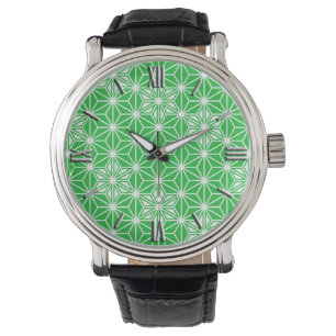 Relógio De Pulso Padrão Asanoha japonês - verde-jade
