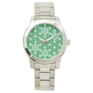 Relógio De Pulso Padrão Asanoha japonês - verde-pinho