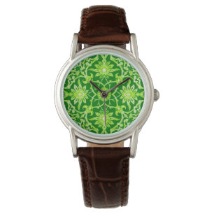 Relógio De Pulso Padrão chinês Art Nouveau - Verde Esmeralda