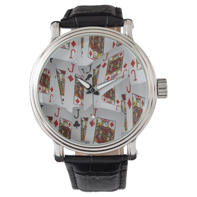 Relógio De Pulso Padrão de Cartões de Poker de Jacks, (Frente)