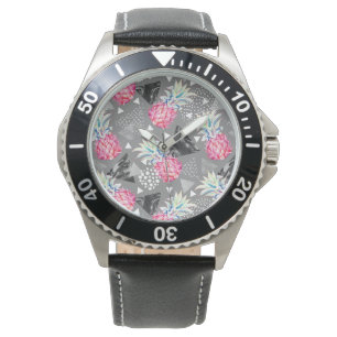 Relógio De Pulso Padrão Geométrico de Abacaxi Texturizado