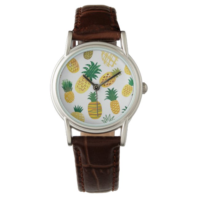 Relógio De Pulso Padrão Trendy Pineapple (Frente)