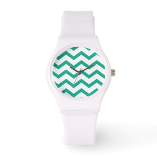 Relógio De Pulso Padrão ZigZag Chevron verde
