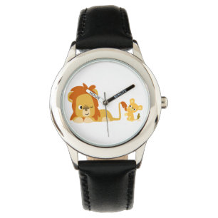 Relógio De Pulso Pai de Leão de Cartoon e Cub Watch