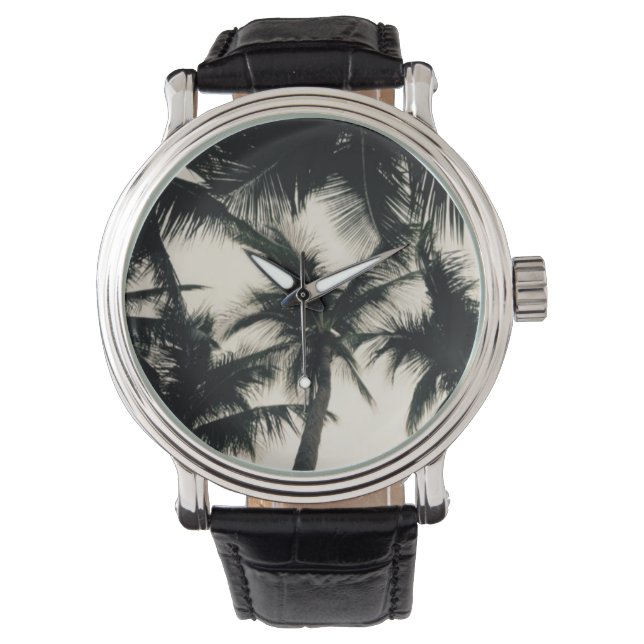 Relógio De Pulso Palm Tree Photo Watch por Willowcatdesigns (Frente)