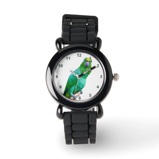 Relógio De Pulso Papagaio Verde num Limb Personalizável (Frente)