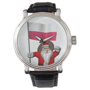Relógio De Pulso Papai Noel com a bandeira do Polônia