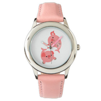 Relógio De Pulso Par bonito da Cartoon Merporco Watch