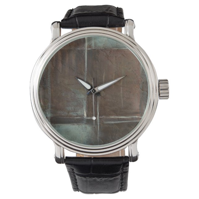 Relógio De Pulso Parede de tijolos Vermelho e Cinza (Frente)