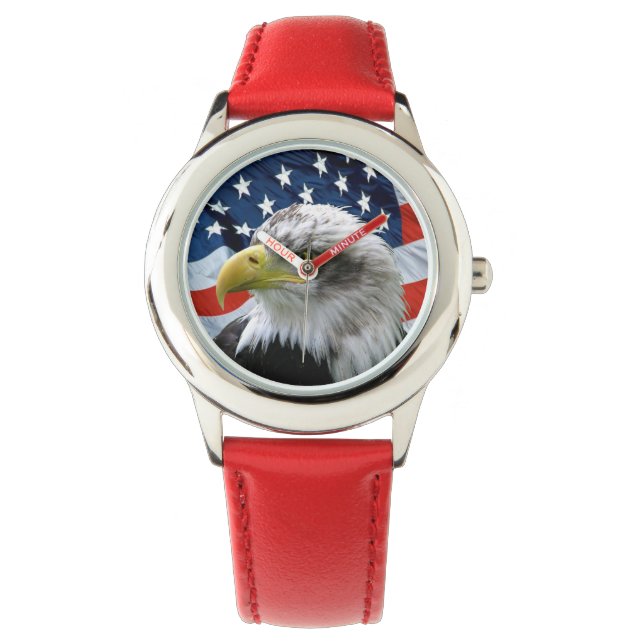 Relógio De Pulso Patriotic Bald Eagle American Flag Watch (Frente)