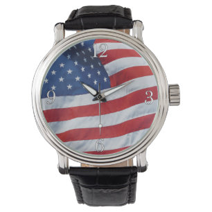 Relógio de pulso patriótico da bandeira american