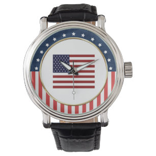 Relógio de pulso patriótico da bandeira american