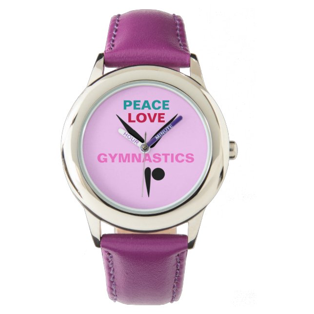 Relógio De Pulso Peace Love Gymnasics Kids Watch (Frente)