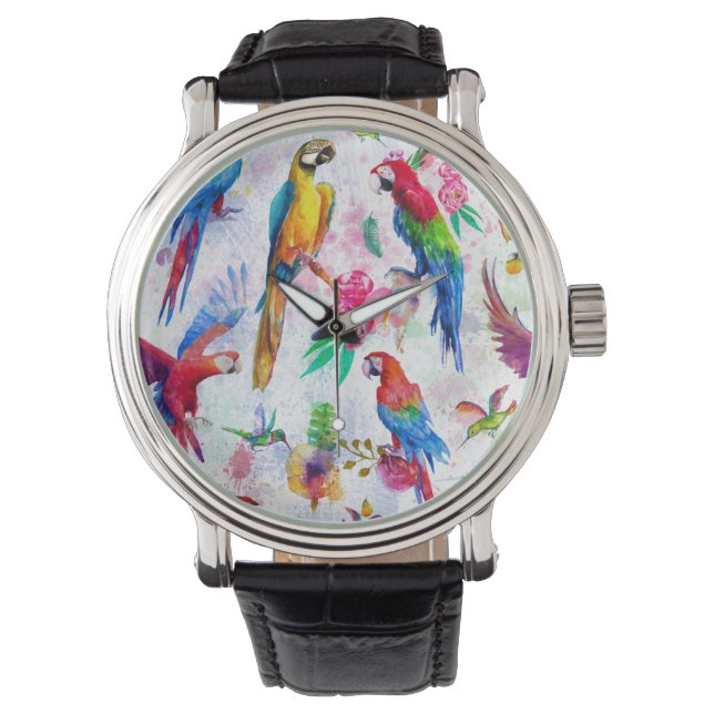 Relógio De Pulso Peças de Estilo de Aquarela (Frente)