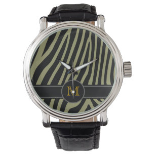 Relógio De Pulso pele de zebra para adicionar inicial