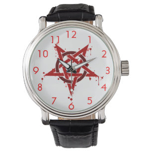 Relógio De Pulso Pentagram manchado satânico vermelho