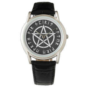 Relógio De Pulso Pentagram Runic preto de Wiccan