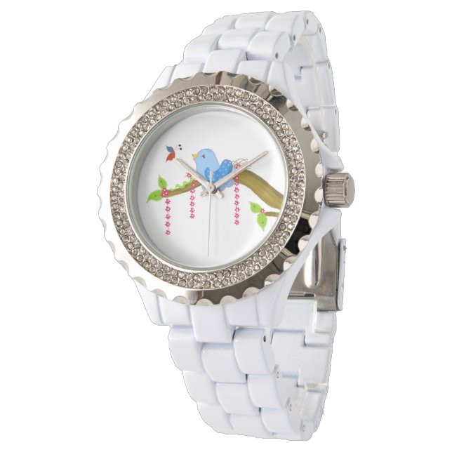 Relógio De Pulso Pequeno Pássaro Azul (Angular)