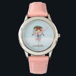 Relógio De Pulso Pequeno Patinador de Gelo {rosa}<br><div class="desc">Este adorável relógio apresenta uma ilustração vetorial adorável de uma menina patinadora de gelo pode ser personalizada com o nome da sua garotinha,  monograma,  inicial ou qualquer texto de sua escolha para um dom personalizado perfeito.</div>