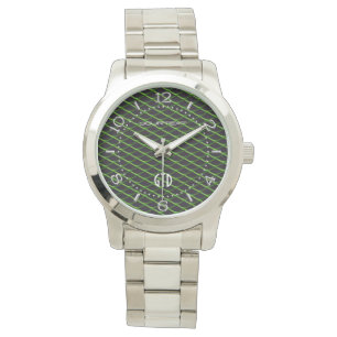 Relógio De Pulso Pérola industrial personalizada do verde da malha