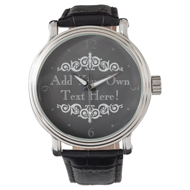 Relógio De Pulso Personalizado Rustic Vintage Chalkboard Personaliz (Frente)