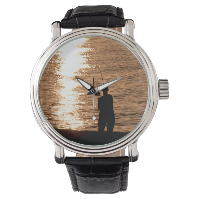 Relógio De Pulso Pesca ao pôr do sol (Frente)
