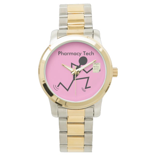 Relógio De Pulso Pharmacy Tech Watch Stickman Running Pink (Frente)
