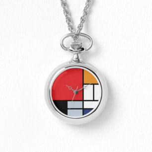 Relógio De Pulso Piet Mondrian - Composição com Grande Plano Vermel