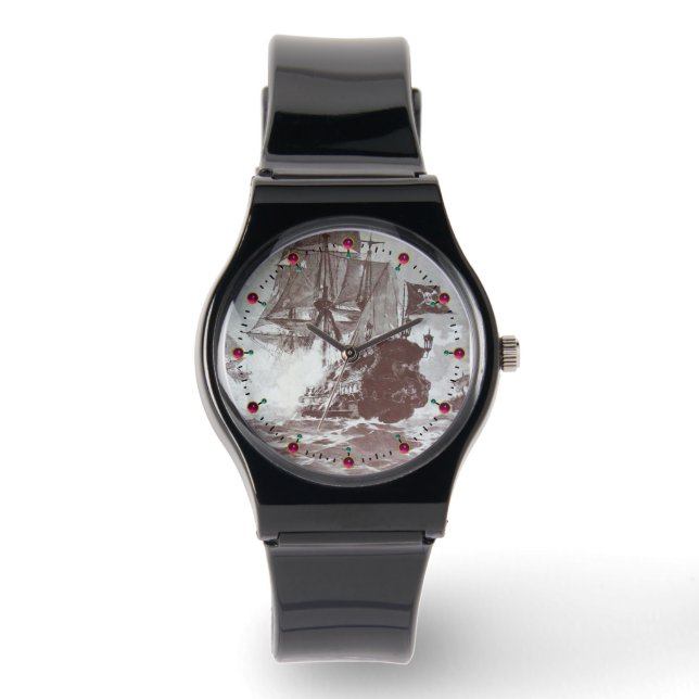 Relógio De Pulso PIRATE NAVIO BATALHA ANTIGA Marrom branco branco n (Frente)