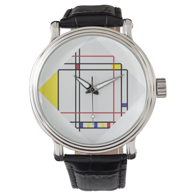 Relógio De Pulso PixDezines Mondrian Art (Frente)