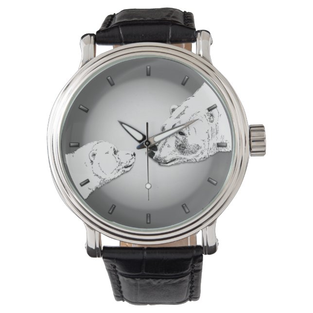 Relógio De Pulso Polar Bear Assista À Vida Selvagem Urso De Arte (Frente)