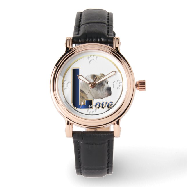 Relógio De Pulso Presentes de Arte de Amor para Bulldog (Frente)