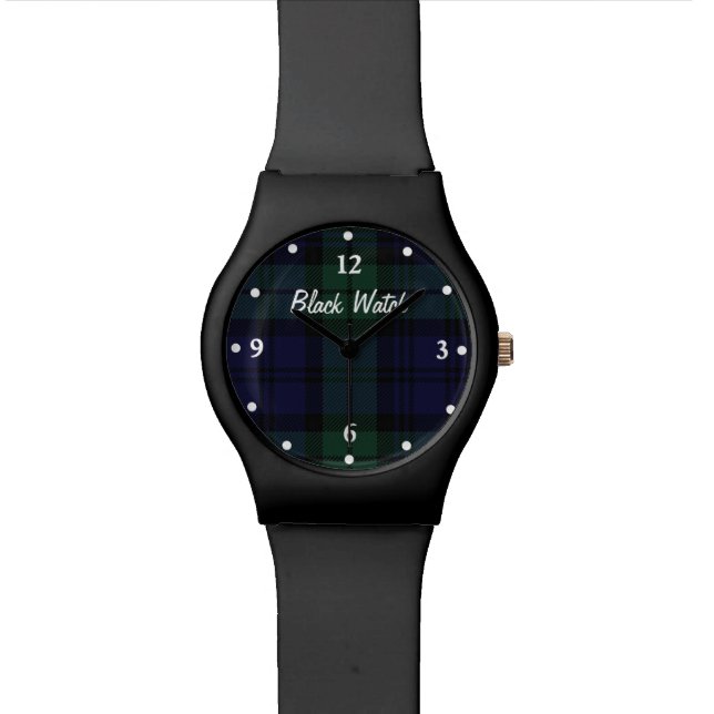 Relógio de pulso preto do costume da xadrez do (Detalhe)