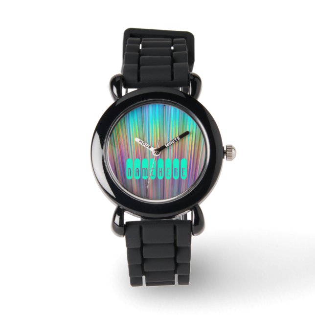 Relógio De Pulso Rainbow Watch. Holográfico! Adicione nome ou logot (Frente)