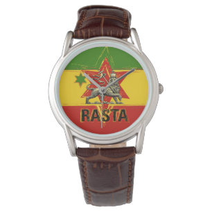 Relógio De Pulso Rasta Watch Lion of Judah Red Dourado Green Design
