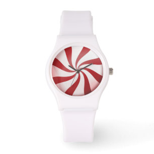 Relógio De Pulso Red and White Pepperminton Candy Holiday Watch
