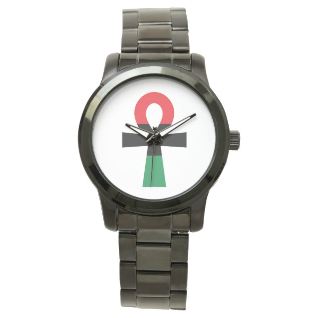 Relógio De Pulso Red, Black & Green Ankh (Frente)
