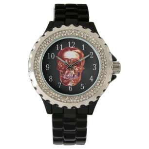 Relógio De Pulso Red Chrome Skull Watch