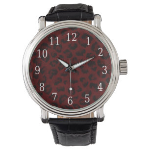 Relógio De Pulso Red Lepard Print Watch