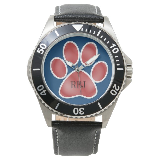 Relógio De Pulso Red Pawprint Watch (Frente)