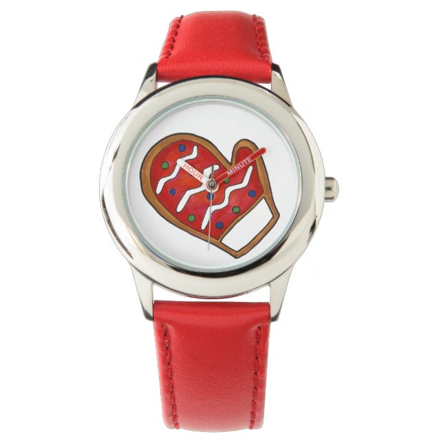 Relógio De Pulso Red Sugar Cookie Mitten Férias de Natal (Frente)