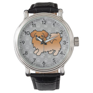 Relógio De Pulso Red Tibetan Spaniel Cão de Cartoon