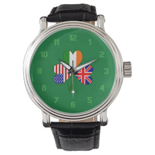 Relógio De Pulso Reino Unido EUA Irlanda Bandeira do Trevo