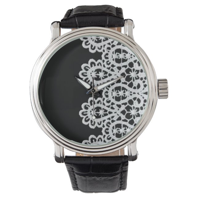 Relógio De Pulso rendas brancas forma uma delicada borda contra o p (Frente)