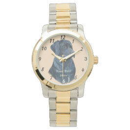 Relógio De Pulso retrato real de um cão labrador preto