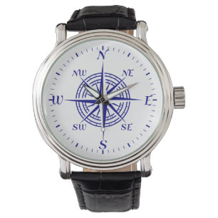 Relógio De Pulso Rosa Marinho Compass Azul Costeira