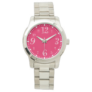 Relógio De Pulso Rosa quente chique retro moderno