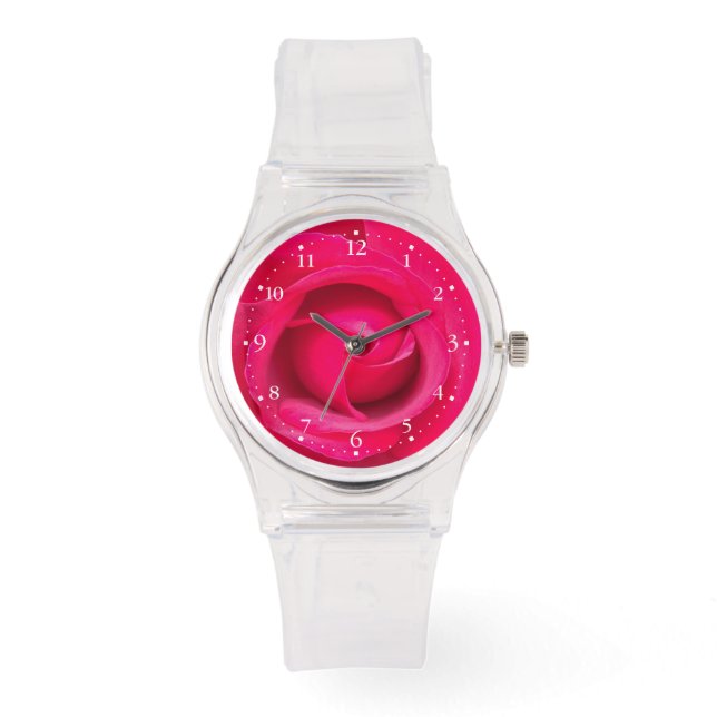 Relógio De Pulso Rosa Rosa Rosa Vermelha Romântica (Frente)