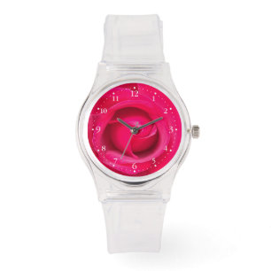 Relógio De Pulso Rosa vermelho romântico do rosa