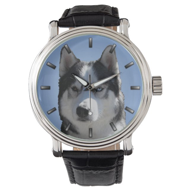 Relógio De Pulso Rouco Watch Siberian Husky Malamuute Wrist Watch (Frente)